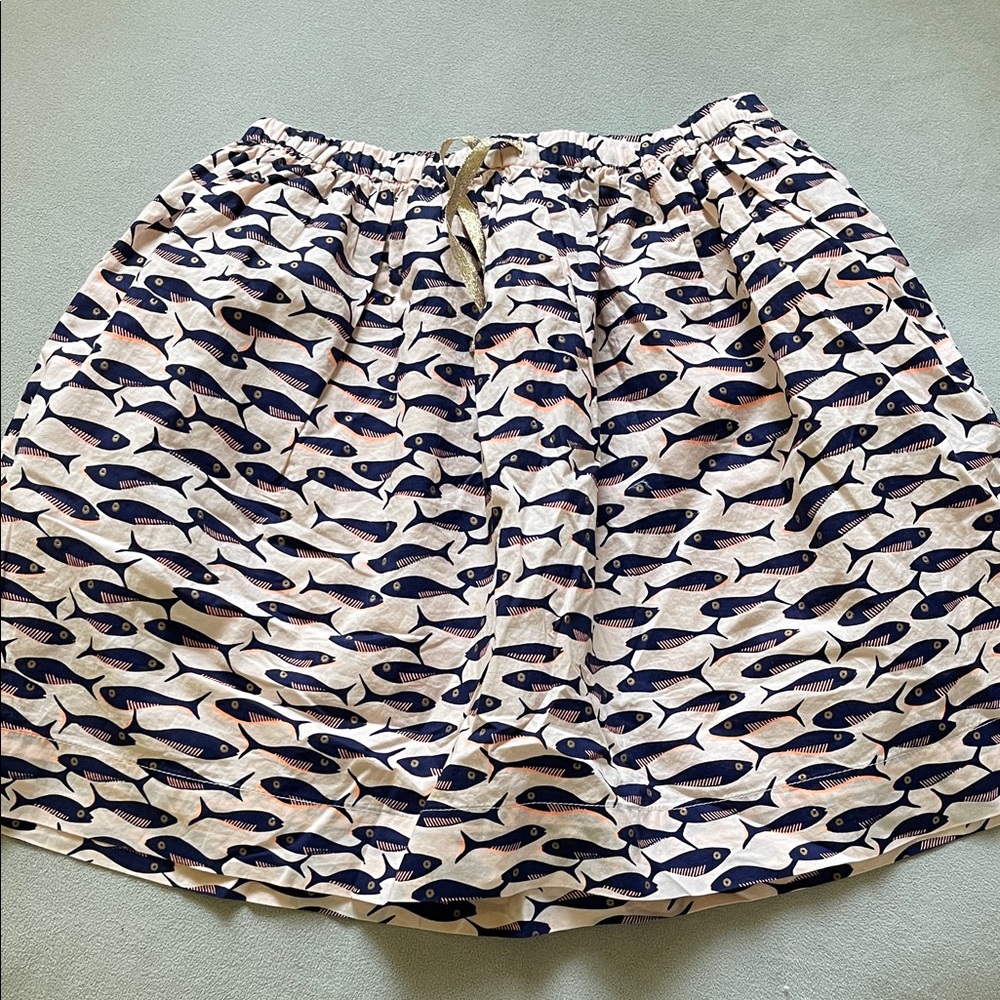 Crewcuts Kids Fish Print Skirt - Navy and Cream